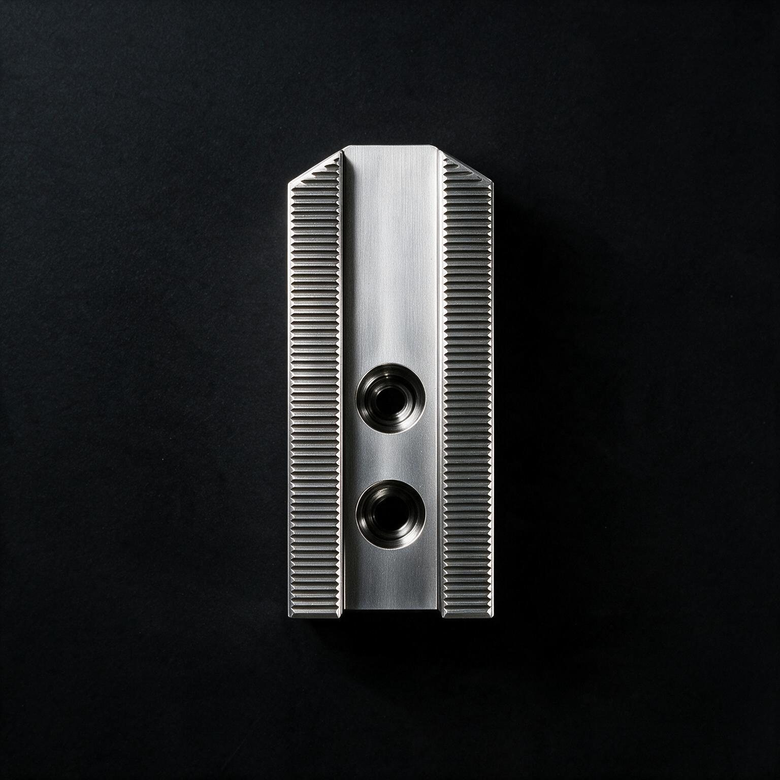 Castanha para torno CNC em aço, vista superior sob iluminação de estúdio